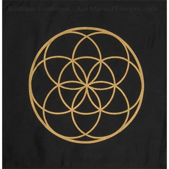 COTTON TAPY - GOLD AND BLACK SEED LIFE PENTACLE